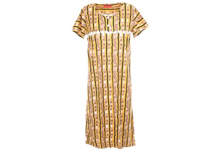 Noční košile  pruhovaná s kytičkou - žlutá (Velikost 2XL)