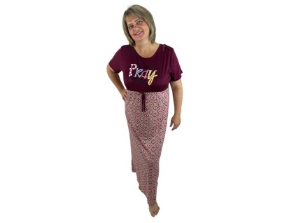Výprodej-Noční košile Pray- vínová (Velikost 2XL)