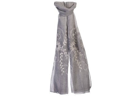 25683 damsky satek 90 x 175 cm jemne kvetiny 23 14 svetle sedy