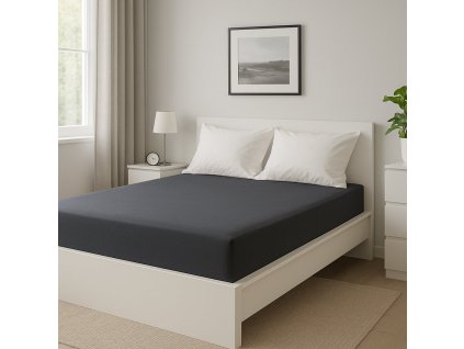 JERSEY prostěradlo BASIC 180x200 cm- tmavě šedé