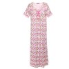Noční košile Lístky a kostičky - Růžová (Velikost 2XL)