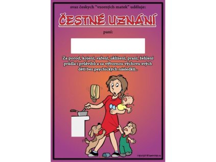 Čestné uznání - Svaz vzorných matek