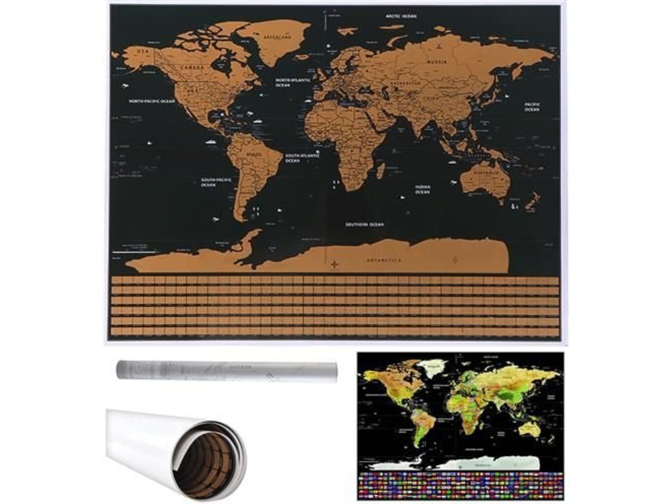 Malatec Velká Stírací mapa světa s vlajkami Deluxe 82 x 59 cm bez příslušenství