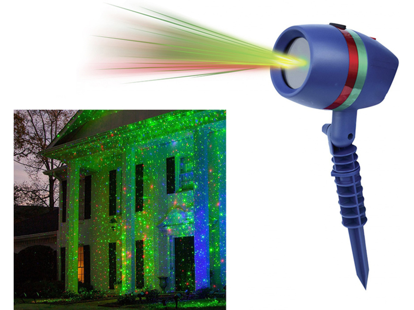 Laserový venkovní projektor noční oblohy modrý