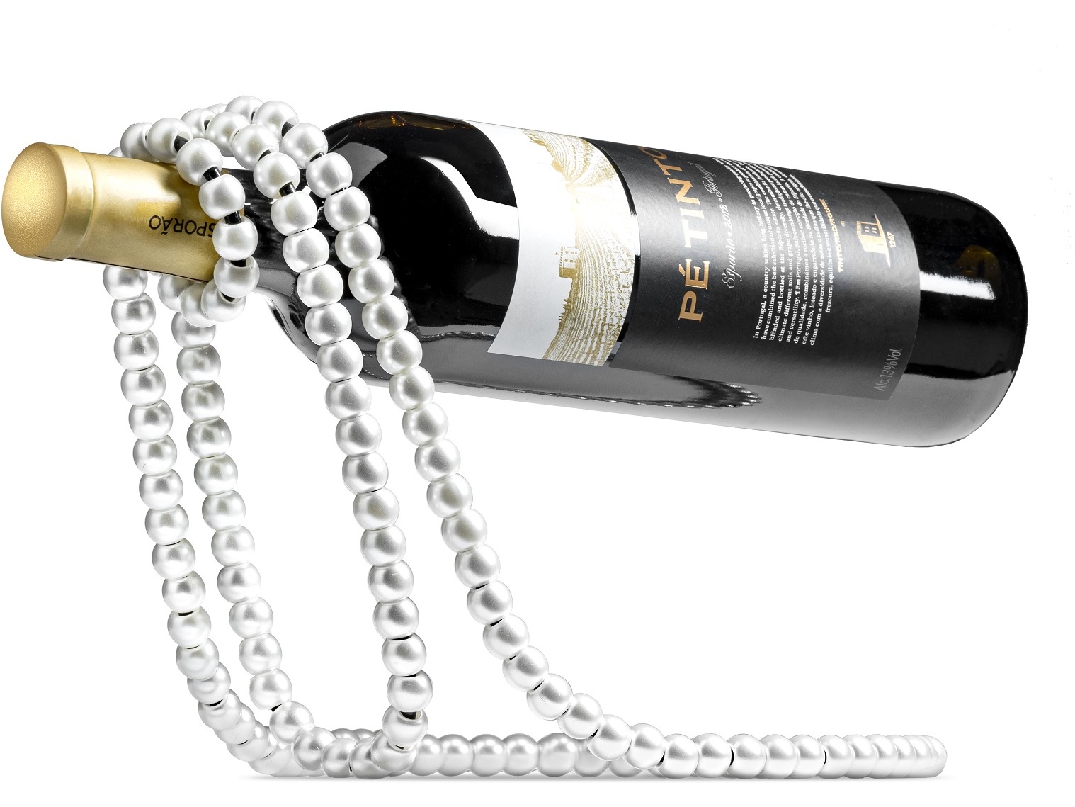 Stojan na víno - Perlový náhrdelník Barva: Bílá