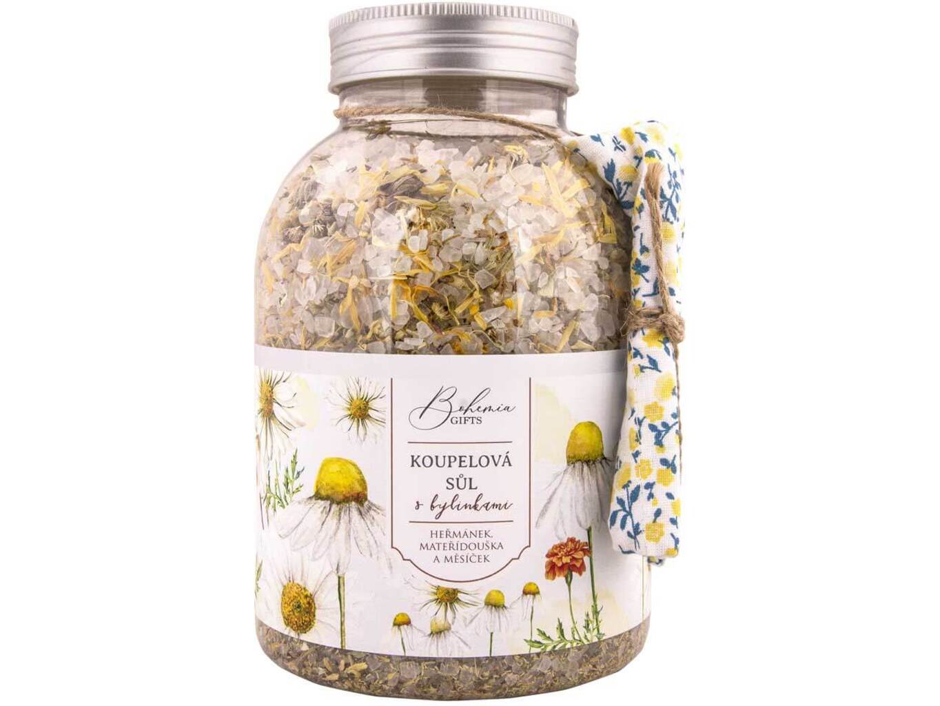 Bohemia Natur koupelová sůl s bylinkami heřmánek měsíček a mateřídouška 1200 g
