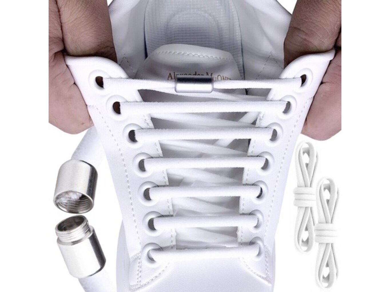 Elastické tkaničky do bot, jeden pár - Bílé