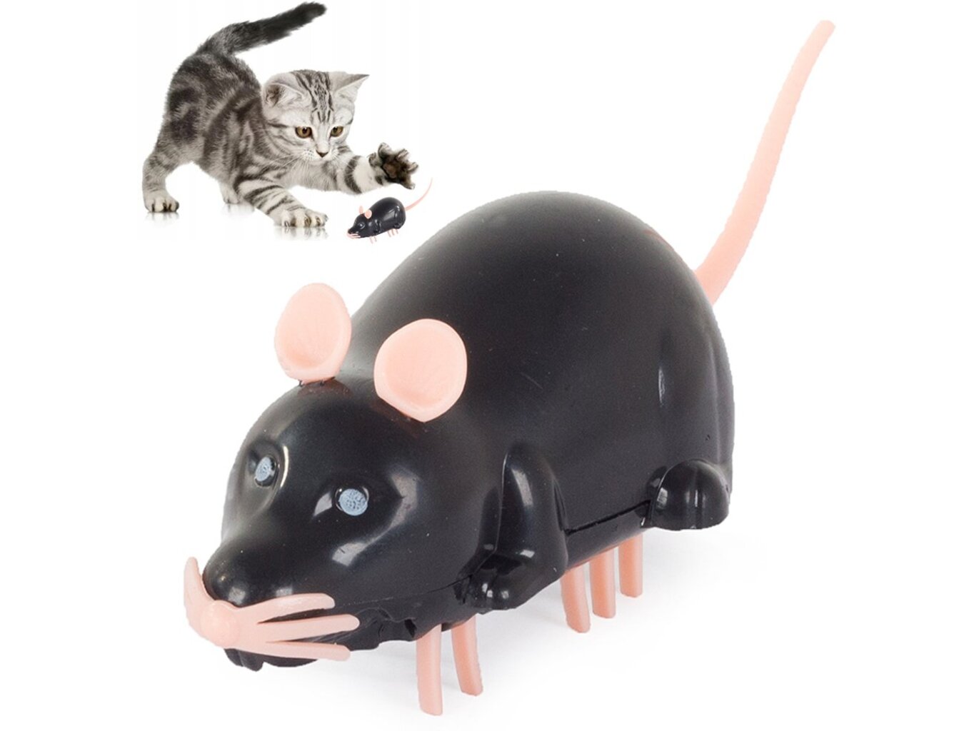 VERK Elektrická vibrační myš pro kočky 10x3,5x3 cm Barva: Černá