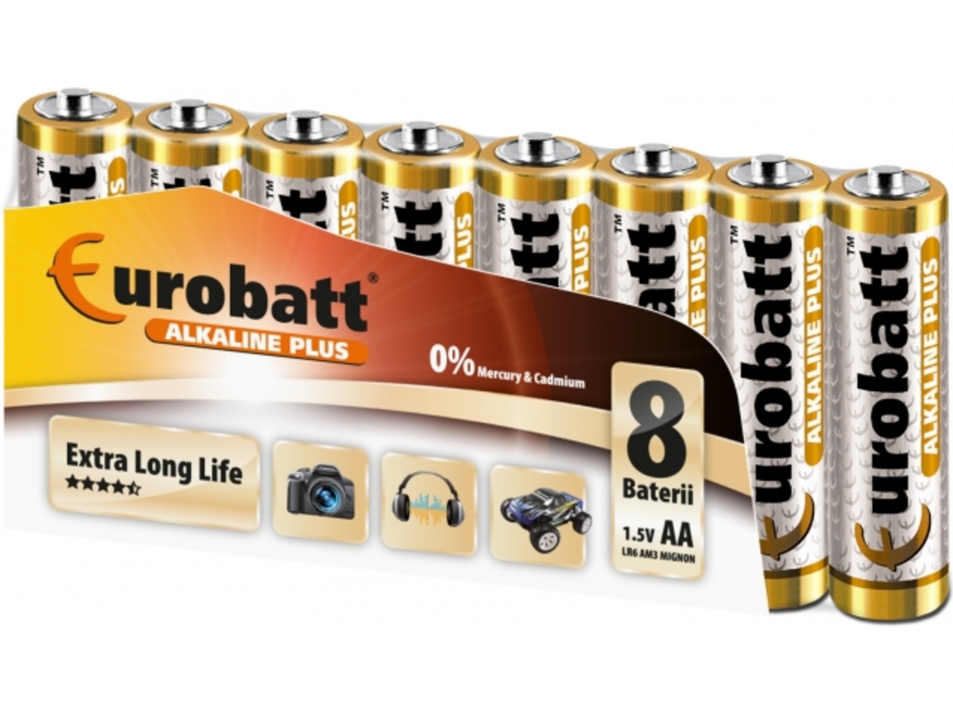 Baterie Alkaline Plus LR6 EUROBATT AA 8ks
