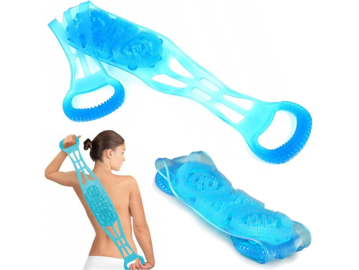 Shopstar oboustranný elastický masážní pás modrý
