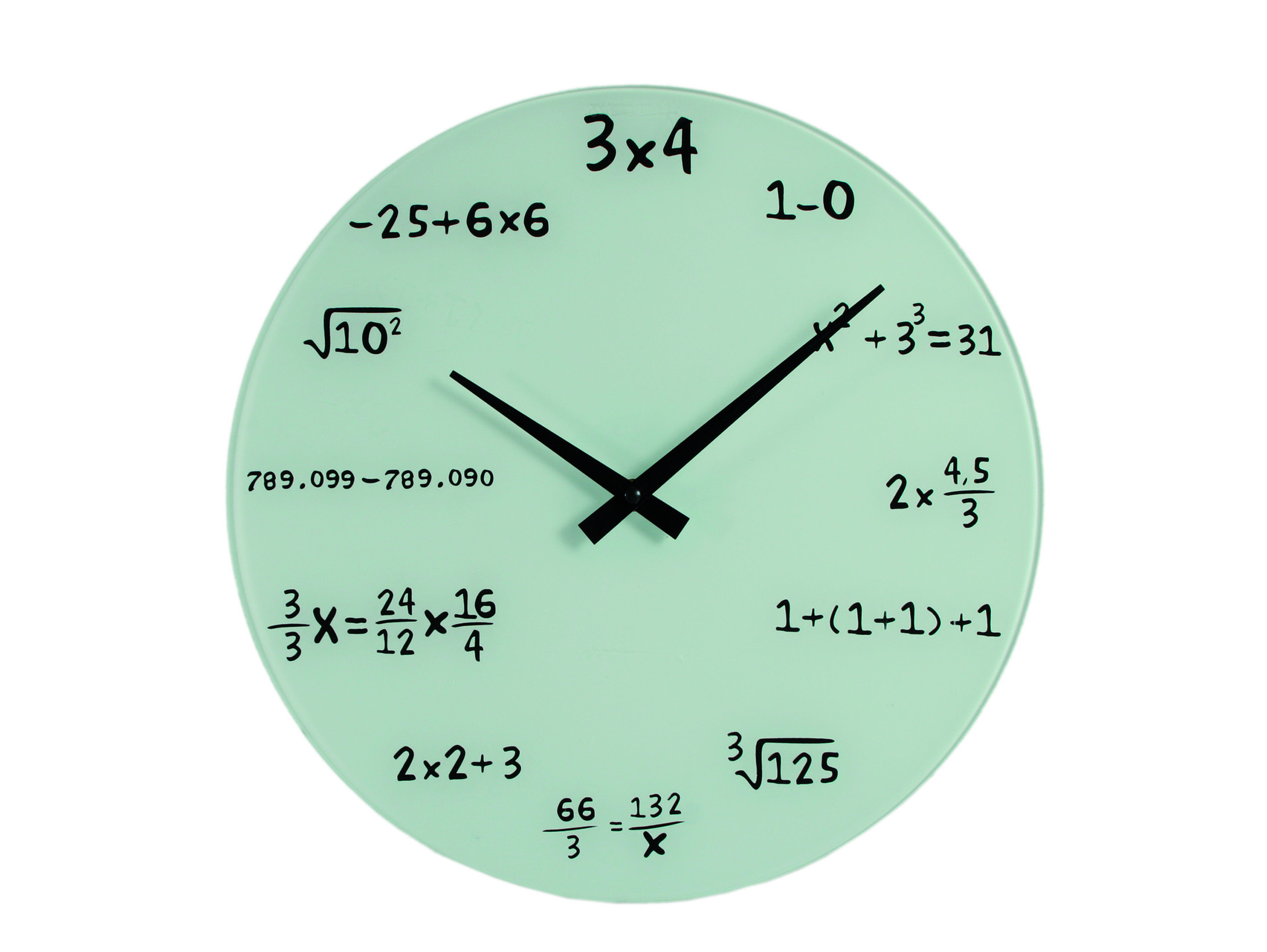 Matematické hodiny Barva: Bílé skleněné