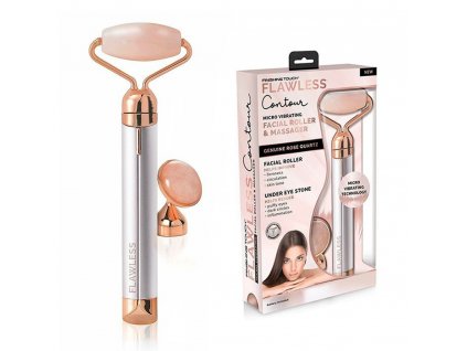 1603628 finishing touch gold quartz flawless contour vibrating facial roller massager with 2 heads 1286