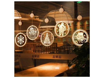 8066 9 vanocni led zavesna dekorace do okna