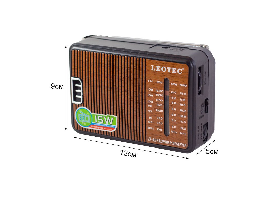 Přenosné bezdrátové rádio Leotec LT-607B FM,AM - imitace dřeva