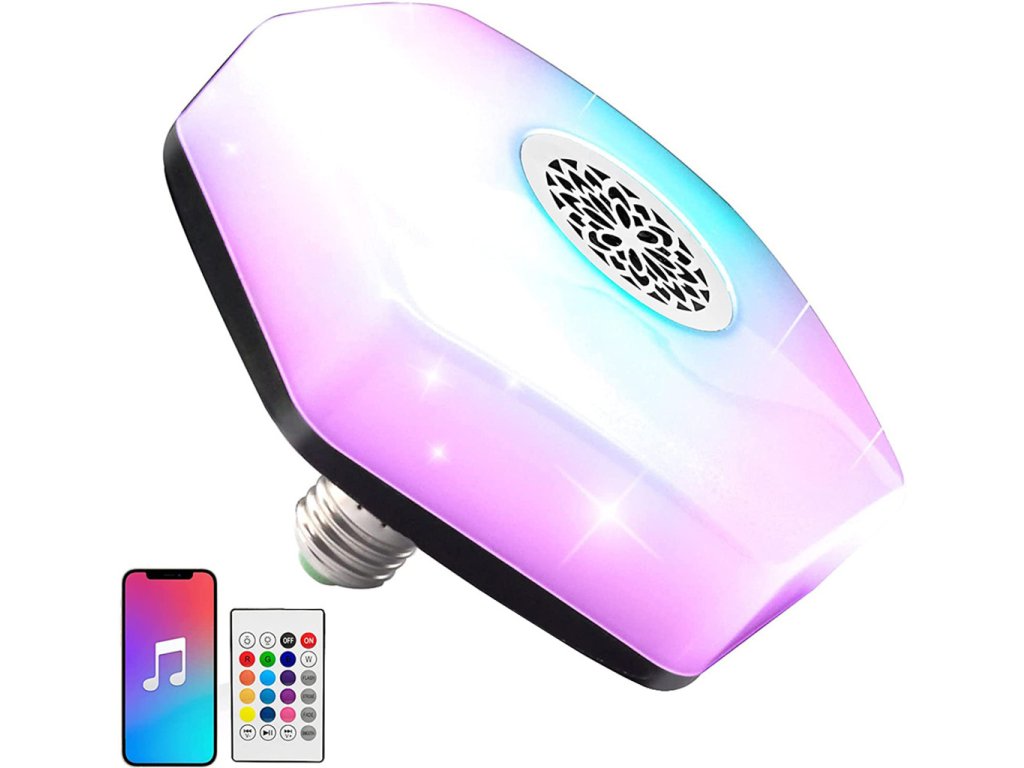 led zarovka rgb bluetooth s reproduktorem dalkovy ovladac e27 18 w 1