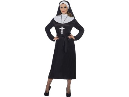 Dámský kostým jeptiška s černým čepcem (Velikost L)