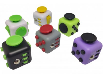 Fidget Cube antistresová kostka (Barva Bílo-černá)