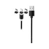 Magnetický USB nabíjecí kabel 3v1 LED (Barva Černá)