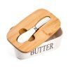 Butter keramická máslenka s nožem a bambusovým víkem bílá
