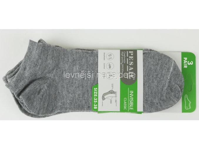 Dámské kotníkové bavlněné ponožky šedé 3 páry