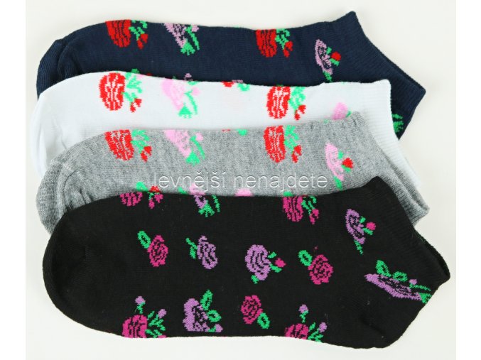 Dámské kotníkové bavlněné ponožky růže 3 páry