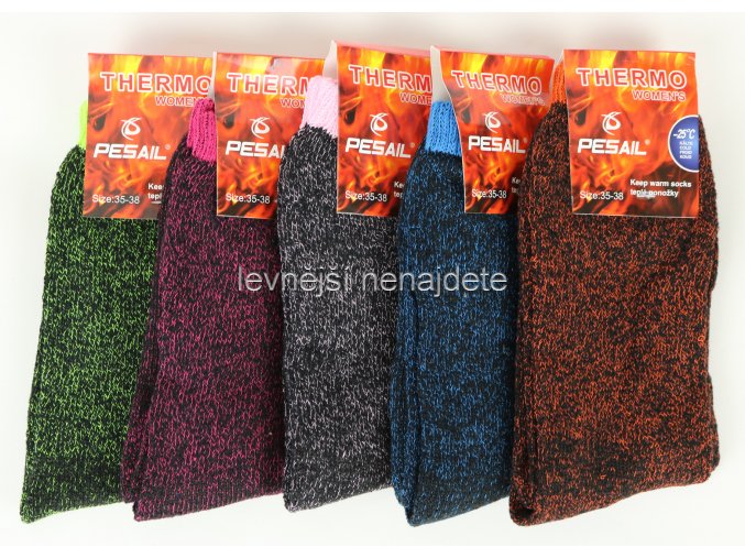 Dámské bavlněné termo ponožky barevné