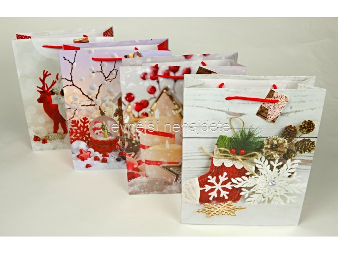 Vánoční papírová taška vzor 08B 24 x 17 cm