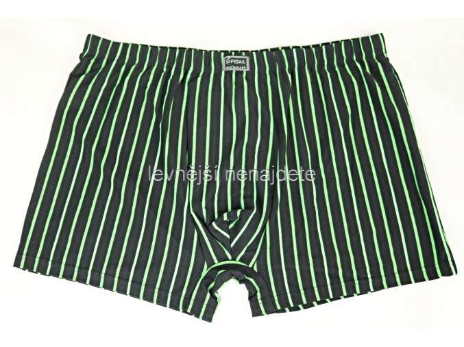 Bavlněné boxerky nadměrné černé se zeleným proužkem