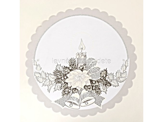 Vánoční ubrus stříbrný vz.1 35 cm