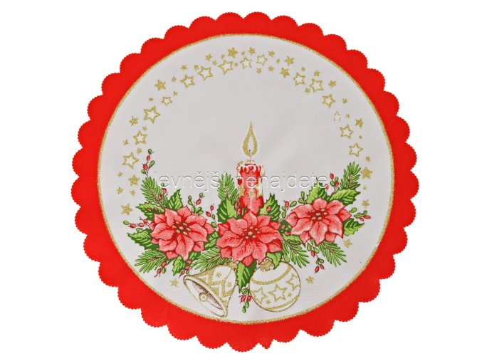 Vánoční ubrus kulatý červený vz.1 35 cm