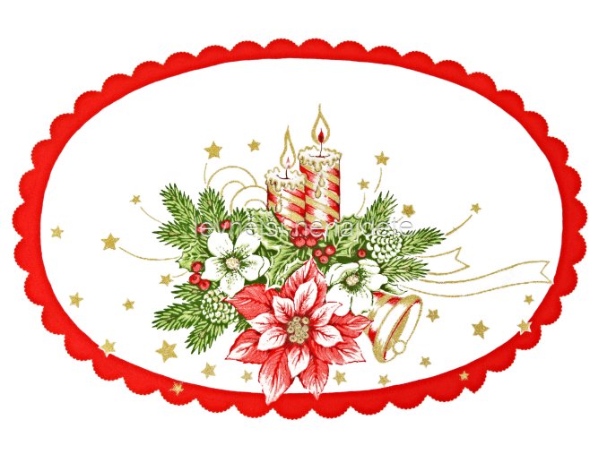 Vánoční ubrus červený ovál 32 x 48cm