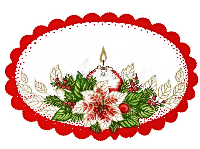 Vánoční ubrus červený ovál 20 x 30 cm