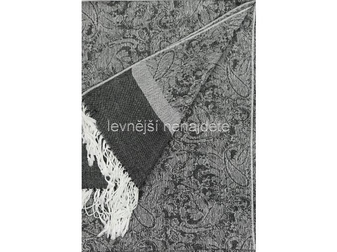 KAŠMÍROVÁ ŠÁLA ŠEDO ČERNÁ 185 x 70 cm