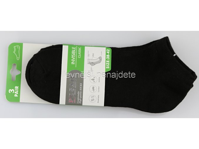Dámské kotníkové bavlněné ponožky černé 3 páry