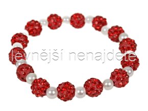 Náramek pružný bíločervený