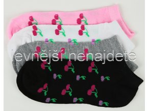 Dámské kotníkové bavlněné ponožky třešně 3 páry