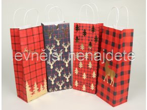 Vánoční papírová  taška na lahev 35 x 12,5 cm