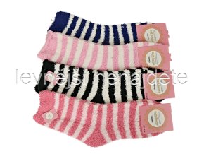 Dámské termo chlupaté ponožky proužek