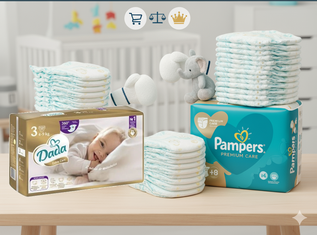 Porovnání plenek Pampers a Dáda