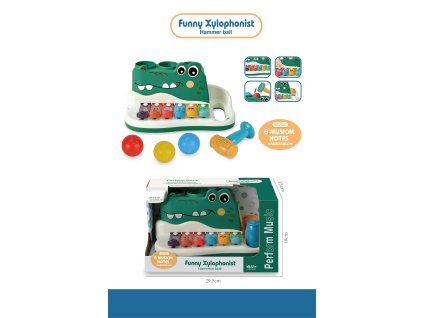 Xylofon zatloukačka krokodýl 25 cm