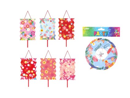 Lampion válec 16 cm Květiny