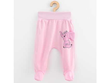 Kojenecké bavlněné polodupačky New Baby Happy Elephant pink - vel. 74 (6-9m)