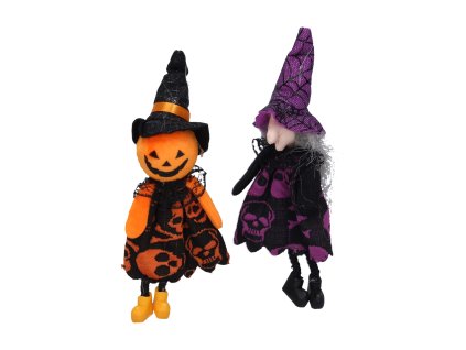 Dekorace Halloween čarodějnice/strašák na zavěšení 20x10x5 cm