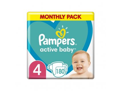 Pampers Active baby 4 Maxi (9-14 kg) 180 ks - měsíční balení