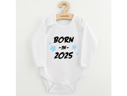 Dětské body s potiskem New Baby BORN IN 2025 blue - vel. 80 (9-12m)