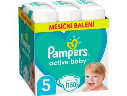 Pampers Active baby 5 Junior (11-16 kg) 150 ks - měsíční balení