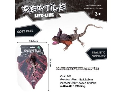 Ještěrka gumová Agama límcová 18 cm