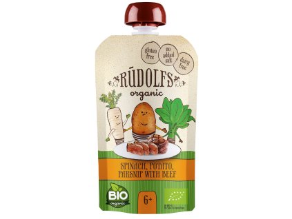Rudolfs BIO kapsička Špenát, brambory, pastynák s hovězím masem 110 g