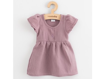Kojenecké mušelínové šaty New Baby lavender - vel. 56 (0-3m)