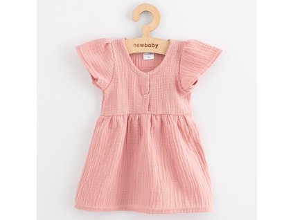 Kojenecké mušelínové šaty New Baby pink - vel. 74 (6-9m)